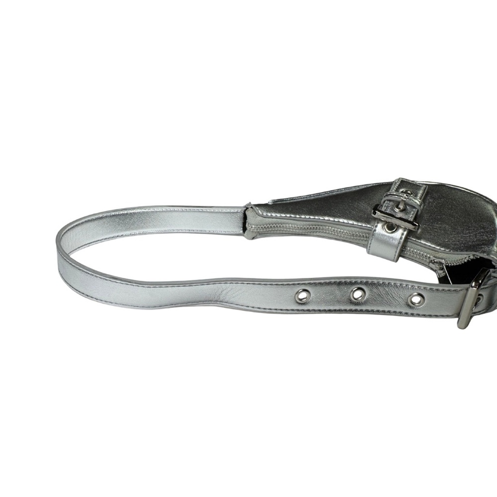 Forever 21 Shiny Silver metallic mini micro Shoulder Bag adjustable Y2K buckle - Picture 5 of 11